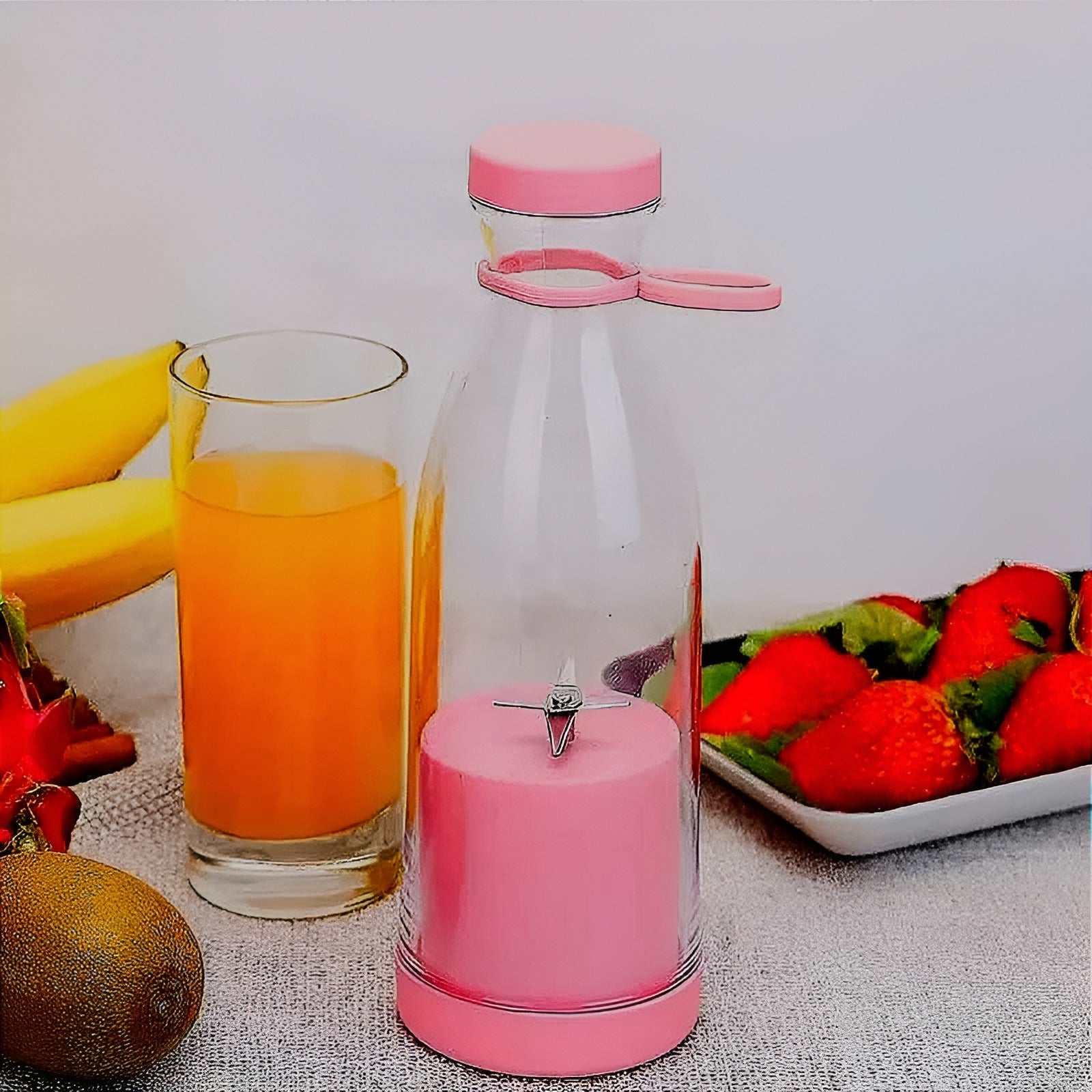 Portable 6 Blades Mini Bottle Juicer | USB Rechargeable Smoothie Blender | Powerful Personal Fruit Mixer For Travel, Gym & Home Use