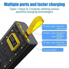 Transparent Power Bank With LED Light  Fast Charging Portable Power Bank With Dual USB Output And Smart Display (10000mah)