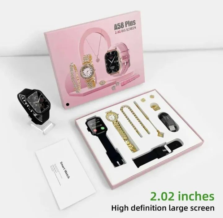 A58 Plus Smartwatch & Jewelry Gift Combo