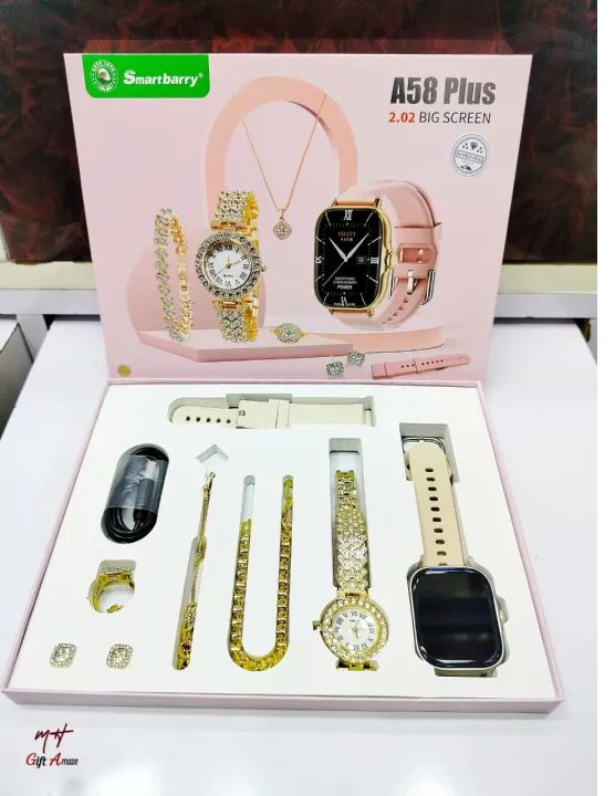 A58 Plus Smartwatch & Jewelry Gift Combo