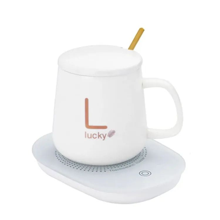Portable Coffee Cup Warmer Heater Set Heat Heating Cup Pad Ceramics Mug Thermostatic Electric Coaster 55 Mug Mat Office Tea Coffee Milk Heater with Cup Spoon(Gift Box Package
