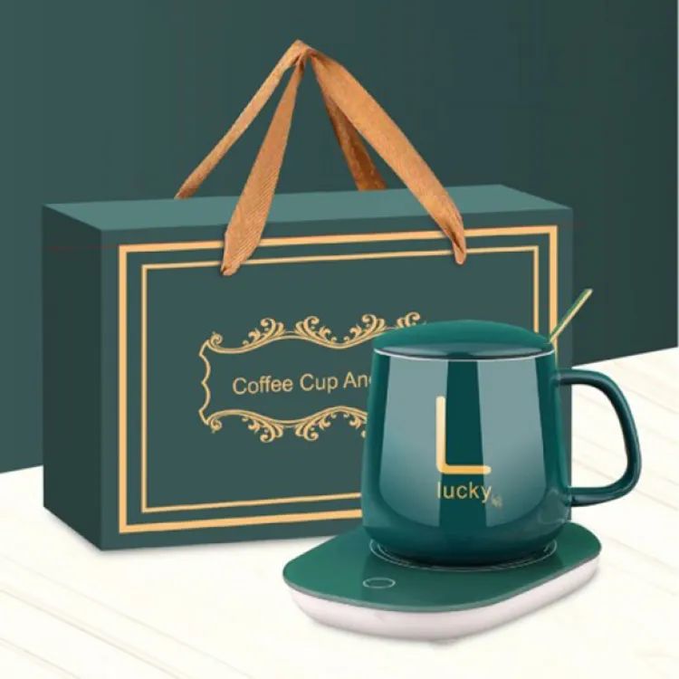 Portable Coffee Cup Warmer Heater Set Heat Heating Cup Pad Ceramics Mug Thermostatic Electric Coaster 55 Mug Mat Office Tea Coffee Milk Heater with Cup Spoon(Gift Box Package
